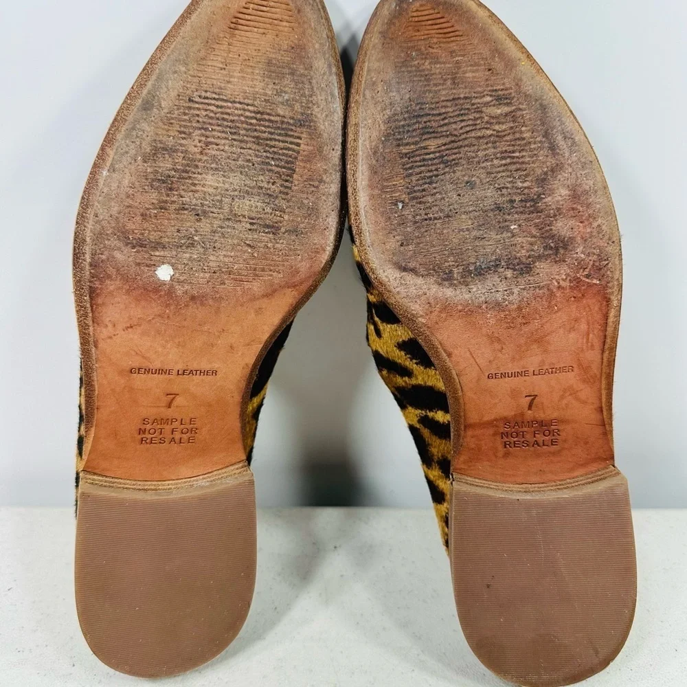 Madewell The Frances Skimmer Mules in leopard calf hair size 7